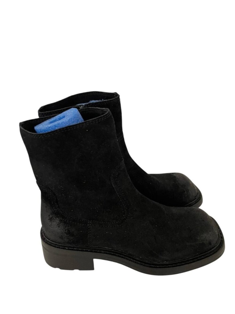 Zara Womens Black Suede Ankle Boots EU 39 US 8 distressed 1107/610 NWT
